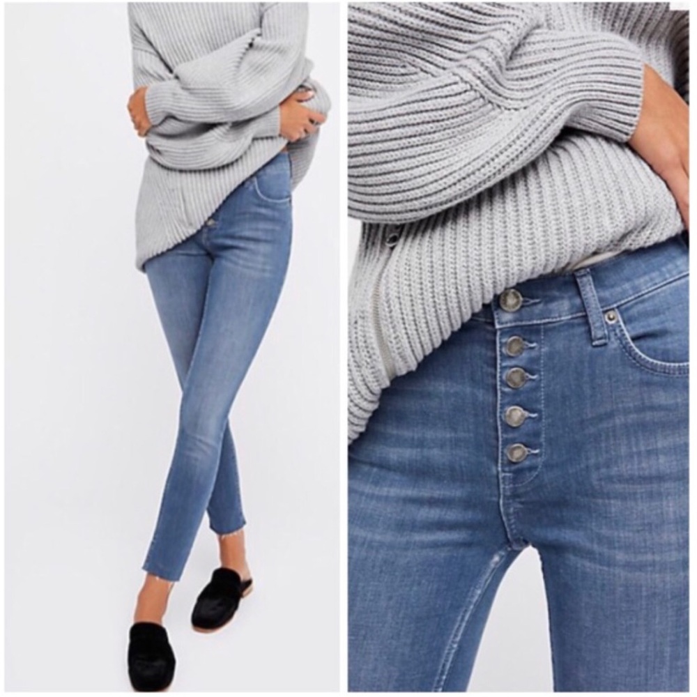 Free people Reagan raw hem cropped skinny jeans